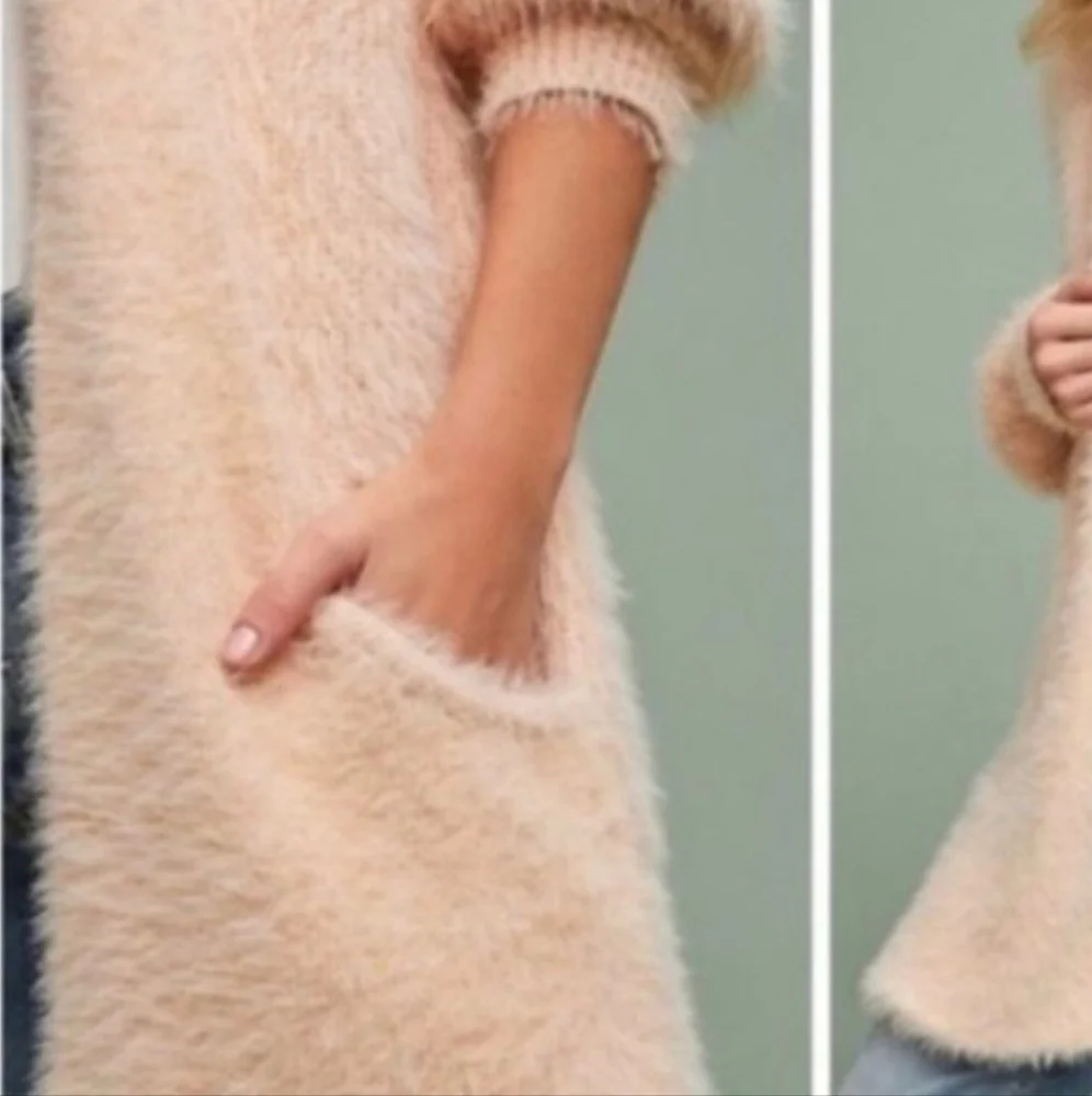 Knitted and knotted cardigan eyelash pocket long cozy sweater - Picture 3 of 16